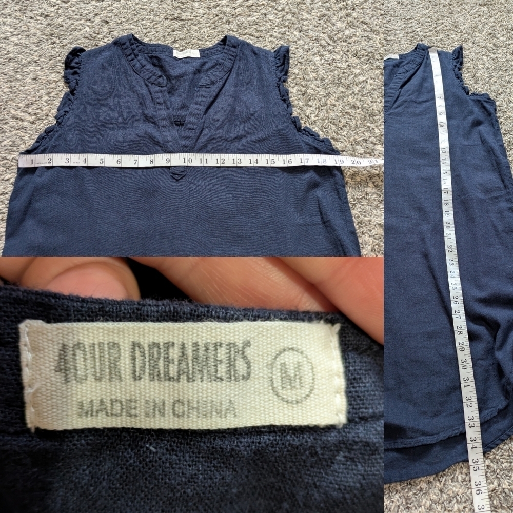 4our Dreamers Blue Linen Blend Dress M - Picture 8 of 8